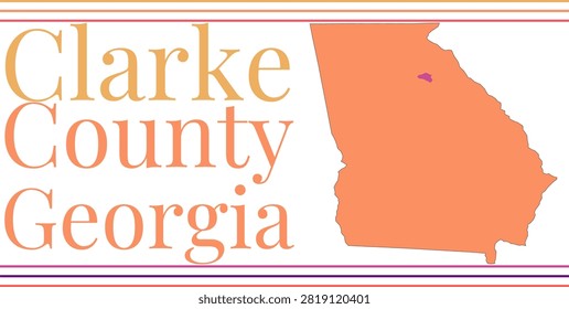 Clarke County Georgia Highlighted on State Map