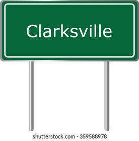 Clarksville , Arkansas , road sign green vector illustration, road table, USA city