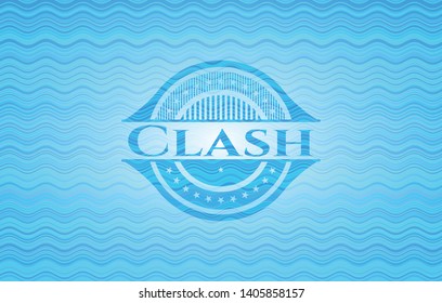 Clash water wave representation badge. Vector Illustration. Detailed.