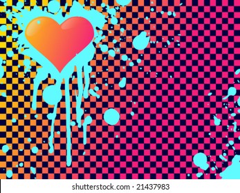 Clashing colors emo heart background (vector); a JPG version is also available