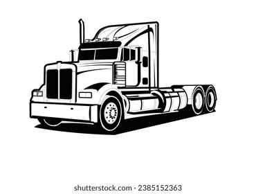 Clasic american truck vector illustration black and white with white background