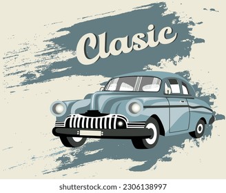 Clasic Car Retro transportation design illustration 