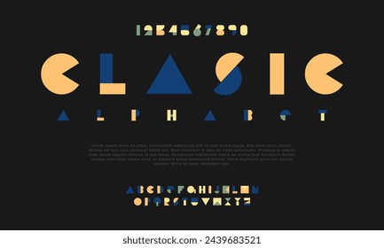 Clasic creative geometric modern urban alphabet font. Digital abstract futuristic, fashion, sport, minimal technology typography. Simple numeric vector illustration