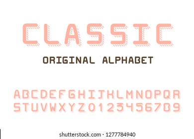 Clasic. Original font. Simple style in pink color. Modern.