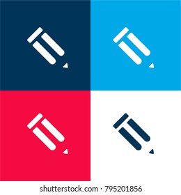 Clasic pencil four color material and minimal icon logo set in red and blue