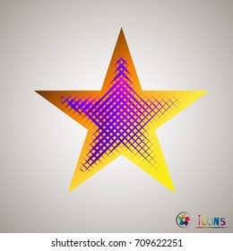 Clasic star Icon Vector. Isolated, object on white background, Yellow, lilac