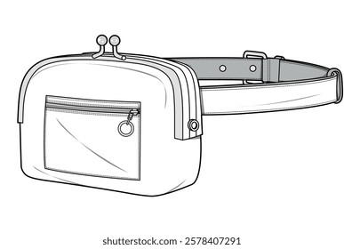 clasp frame bum bag vector illustration technical cad drawing template	
