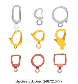 clasp jewelry set cartoon. clip gold, hook claw, buckle jewellery clasp jewelry sign. isolated symbol vector illustration