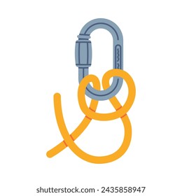 Clasp with Yellow Rope as Climbing Equipment for Fastening Vector Illustration