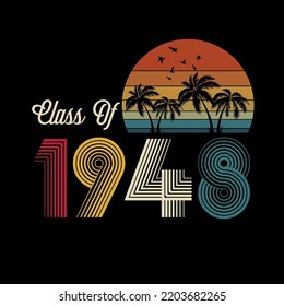 Class of 1948 vintage style shirt design Vector