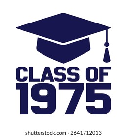 class of 1975 black lettering white background