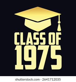 class of 1975 black lettering white background