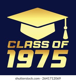class of 1975 black lettering white background