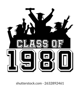Class Of 1980 t shirt Design Vector, Vintage Class