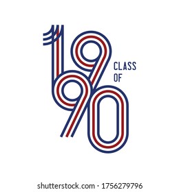 Class of 1990 logo retro vector white