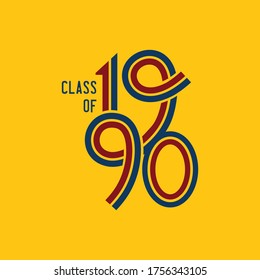 Class of 1990 logo retro vector yellow background