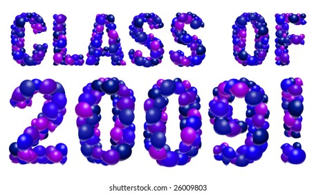 CLASS OF 2009 spelled out in vector balloons