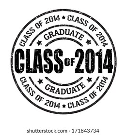 Class of 2014 grunge rubber stamp on white, vector illustration