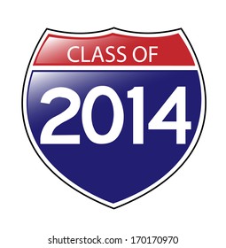 Class of 2014 written on an American Interstate sign with an upper left reflection. Vector EPS-10 file, transparency used. 