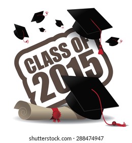 Class of 2015 graduation icon. EPS 10 vector.