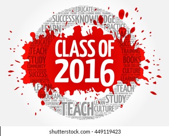 CLASS OF 2016 word cloud collage, education concept background