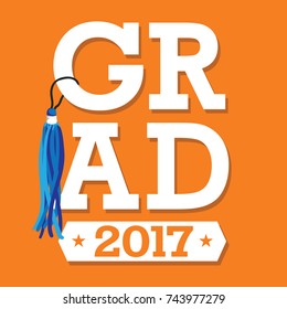 Class of 2017 Congratulations Graduate Typography with Tassel