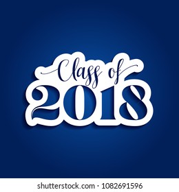 Class of 2018 Congratulations Graduate - Typography. gold texture and isolated dark blue background.