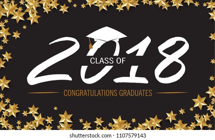 Class of 2018. Congratulations graduates. Vector graduation illustration