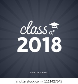 Class of 2018 graduate academic illustration. College diploma badge symbol 2018 education.