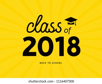 Class of 2018 graduate academic illustration. College diploma badge symbol 2018 education.