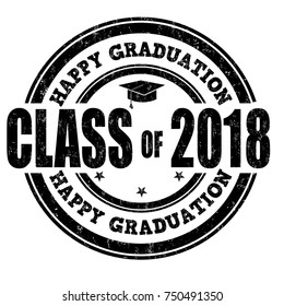 Class of 2018 grunge rubber stamp on white, vector illustration