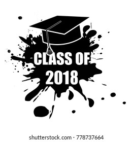 Class of 2018 grunge rubber stamp from splash, vector illustration