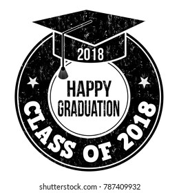 Class of 2018 grunge rubber stamp on white, vector illustration