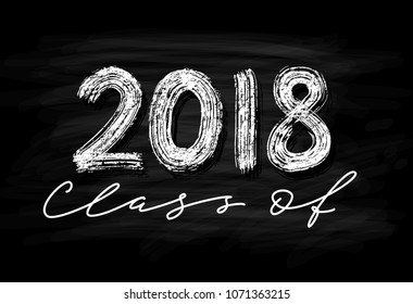 Class of 2018. Hand drawn brush lettering Graduation logo. Template for graduation design, party, high school or college graduate, yearbook. Modern calligraphy. Vector illustration.