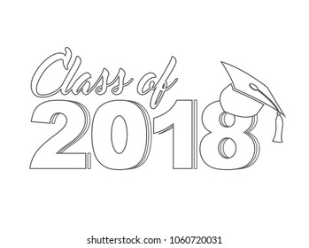 Class of 2018 line sign Illustrator. design graphic isolated over white