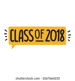 Class of 2018. Vector illustration on white background.	