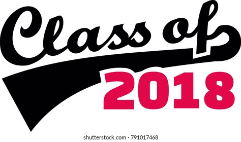 Class of 2018 words with retro style red