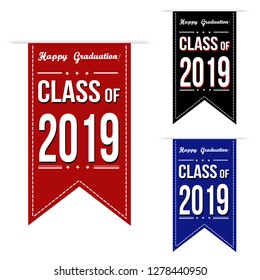 Class of 2019 banner design set over a white background, vector illustration