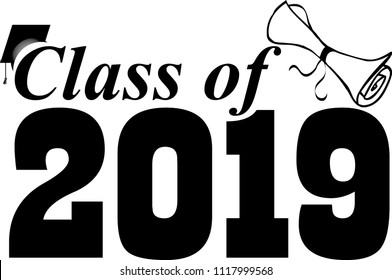 Class of 2019 Bold Letters and Diploma