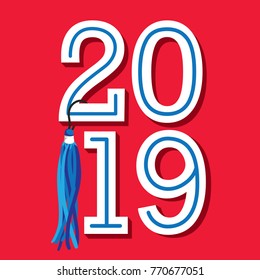 Class of 2019 Congratulations Graduate Typography with Tassel