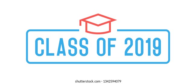 Class of 2019 Congratulations graduates design. Vector illustration for party invites, banners, backgrounds, covers. Graduation day, prom night and other academic events.
