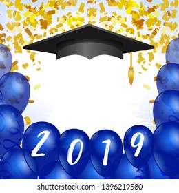 Class 2019 editable frame for social networks. Vector design backgrounds.