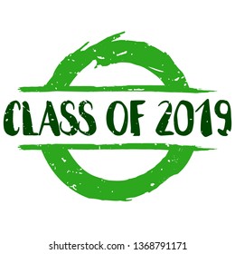 Class of 2019 Graphic Mark Stamp. Doodle Label Symbol. Grunge Brush Art.