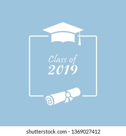 Class of 2019 vector card design with text frame