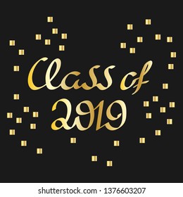 Class of 2019. Vector illustration. Hand drawn brush lettering, calligraphy.