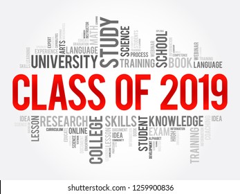 CLASS OF 2019 word cloud collage, education concept background