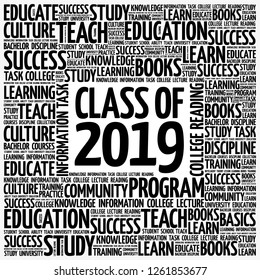 CLASS OF 2019 word cloud collage, education concept background