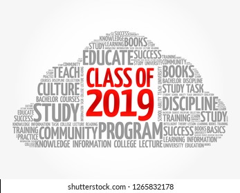 CLASS OF 2019 word cloud collage, education concept background