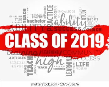 CLASS OF 2019 word cloud collage, education concept background