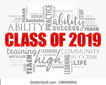 CLASS OF 2019 word cloud collage, education concept background